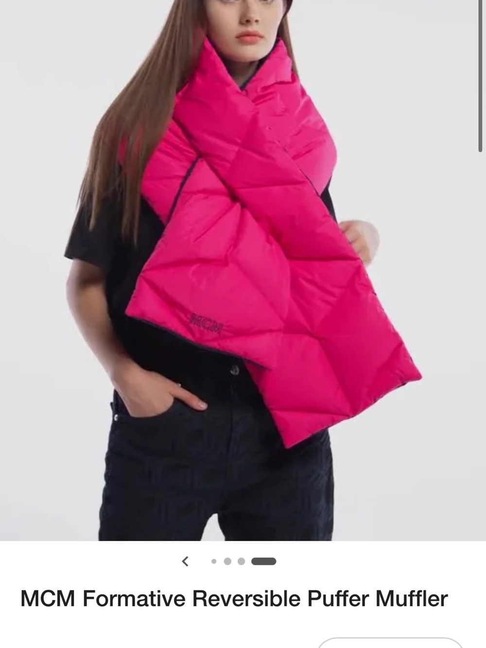 MCM Reversible Puffer Scarf in Bright Pink